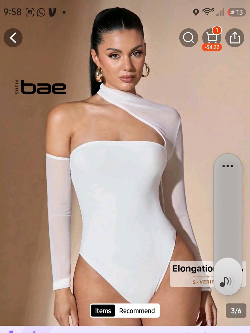 SHEIN White Asymmetric One-Shoulder Long Sleeve Bodysuit